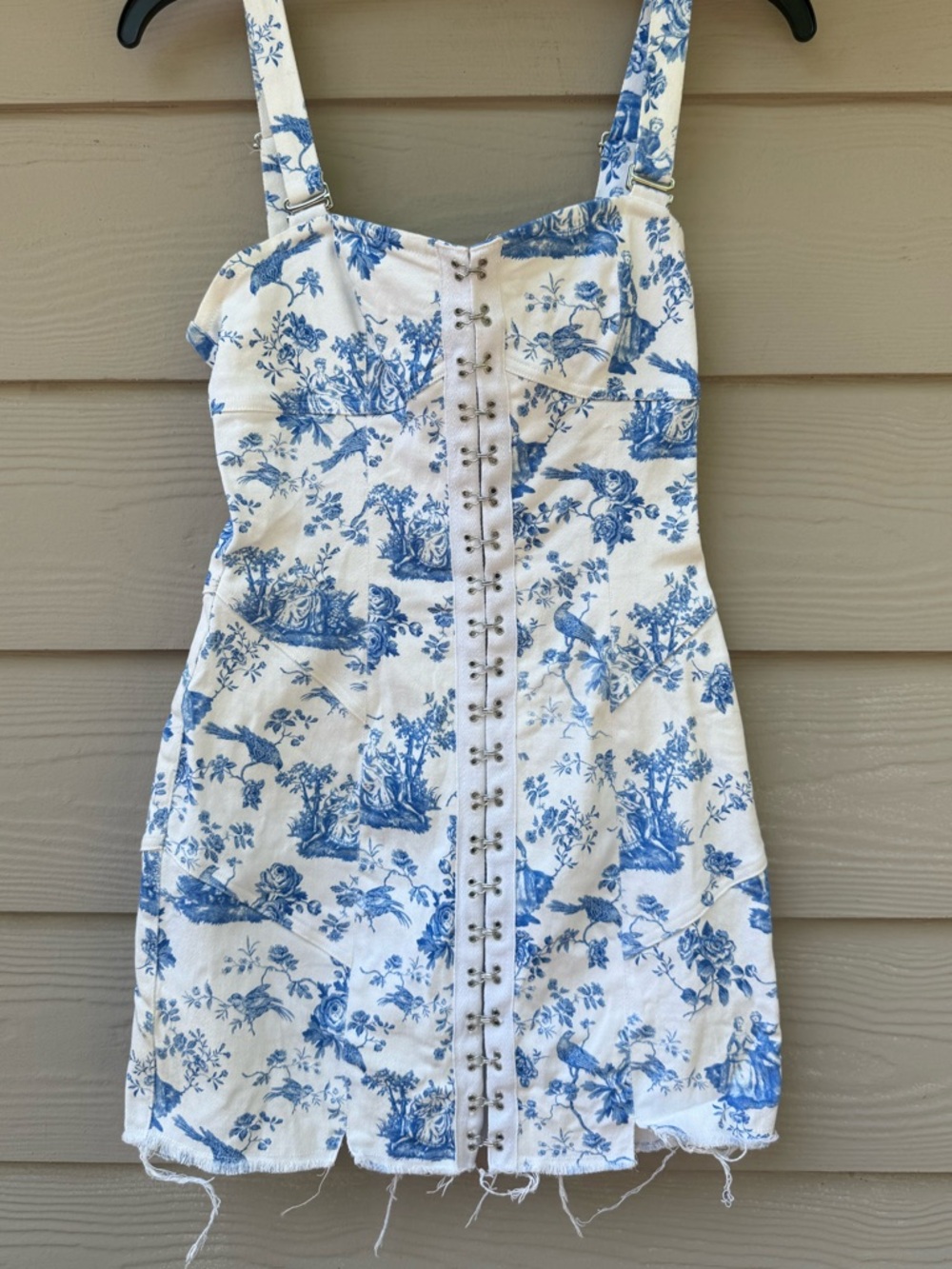 For Love And Lemons Monika Mini Dress Floral Blue White - Picture 10 of 15